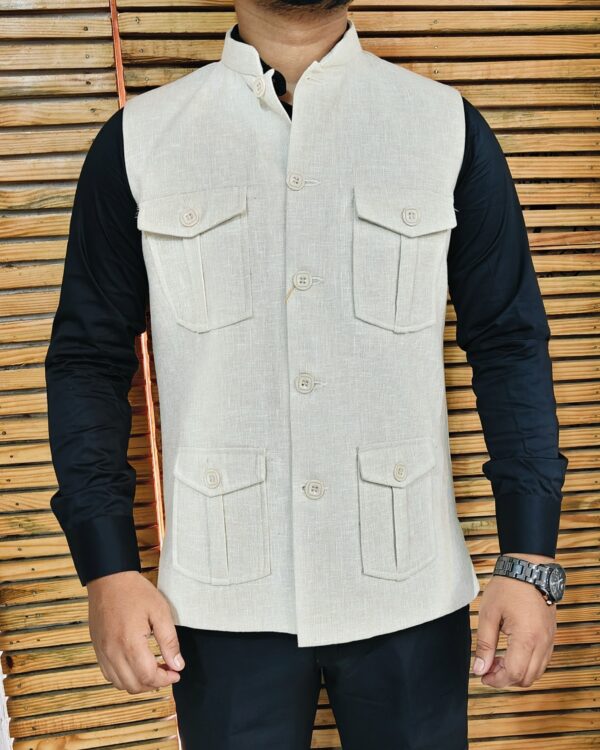Men’s Four Pocket Linen Waistcoat