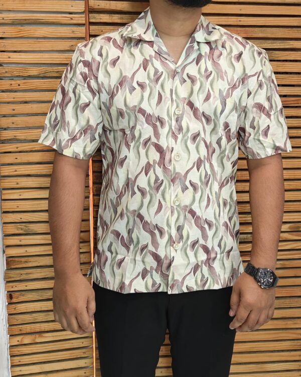 Printed Cream Half Shirt