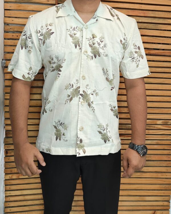 Floral Breeze Half-Print Shirt