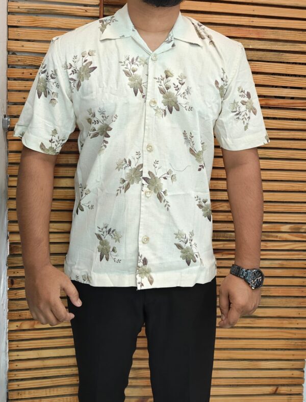 Floral Breeze Half-Print Shirt