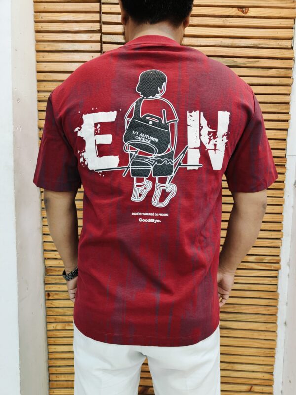 Maroon Minimal Graphic Tee - Image 2