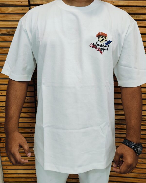White Bold Cartoon Print Tee
