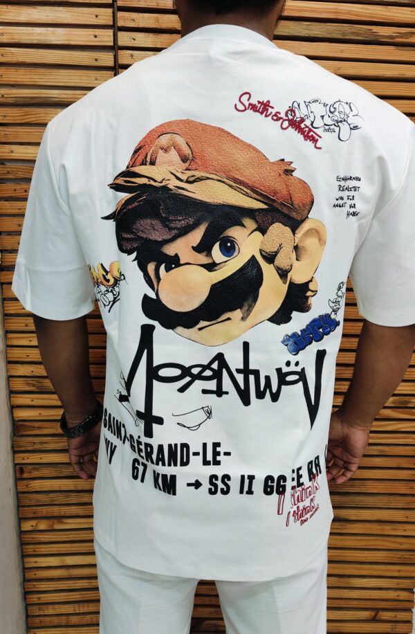 White Bold Cartoon Print Tee - Image 2
