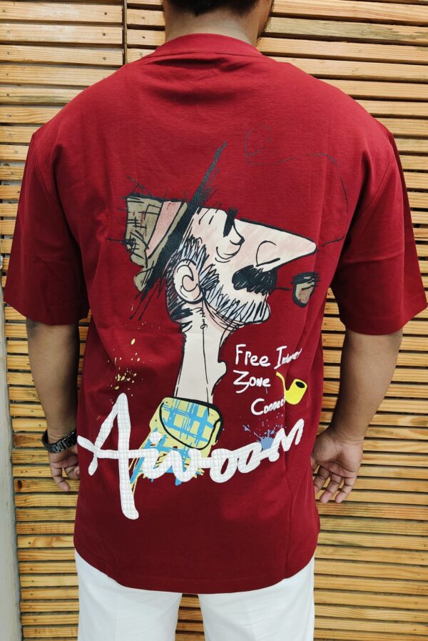 Maroon Artistic Sketch Tee - Image 2