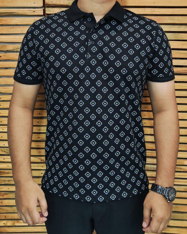 Korean Printed Polo T-Shirt for Men – Half Sleeves